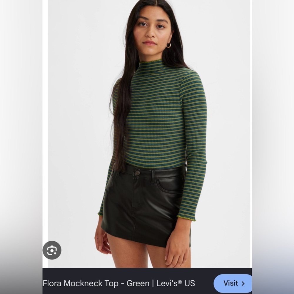 Levi's Flora Green Striped Mockneck Top